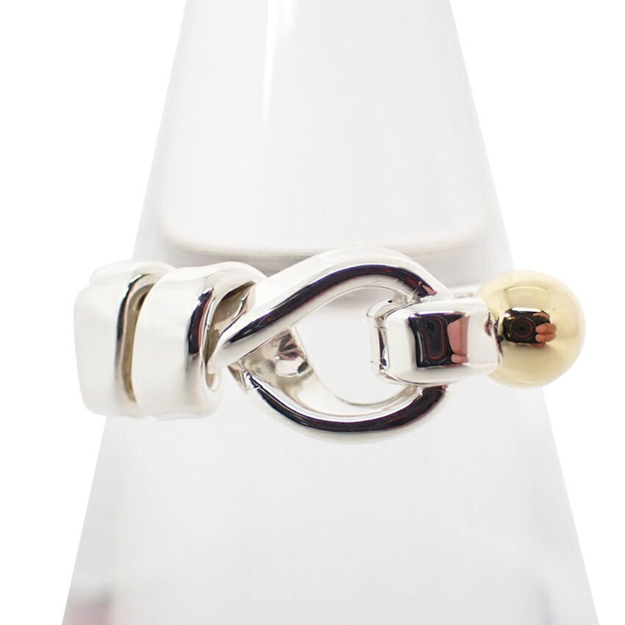 Hook and Eye Band Ring Sterling Silver and 18K Yellow Gold