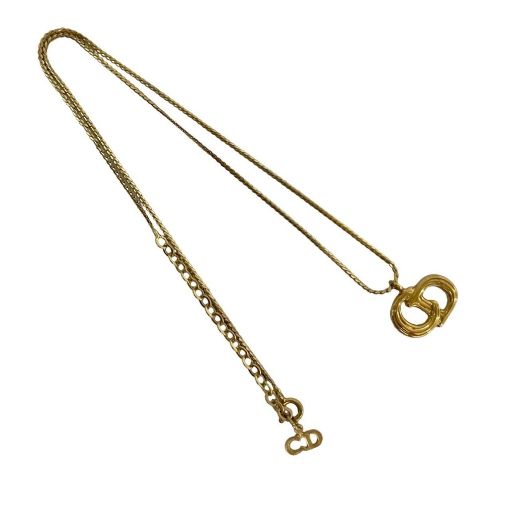 CD Motif Pendant Necklace Gold