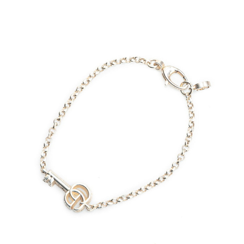 Double G Key Charm Bracelet Sterling Silver