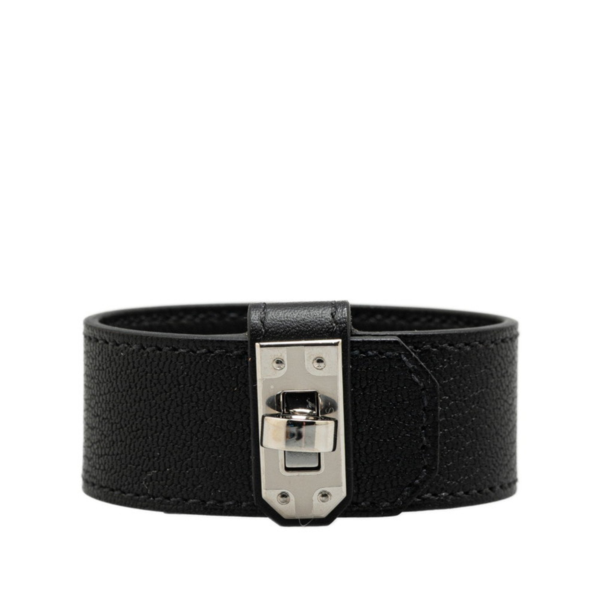 Kelly Bangle Swift Leather Black Bracelet