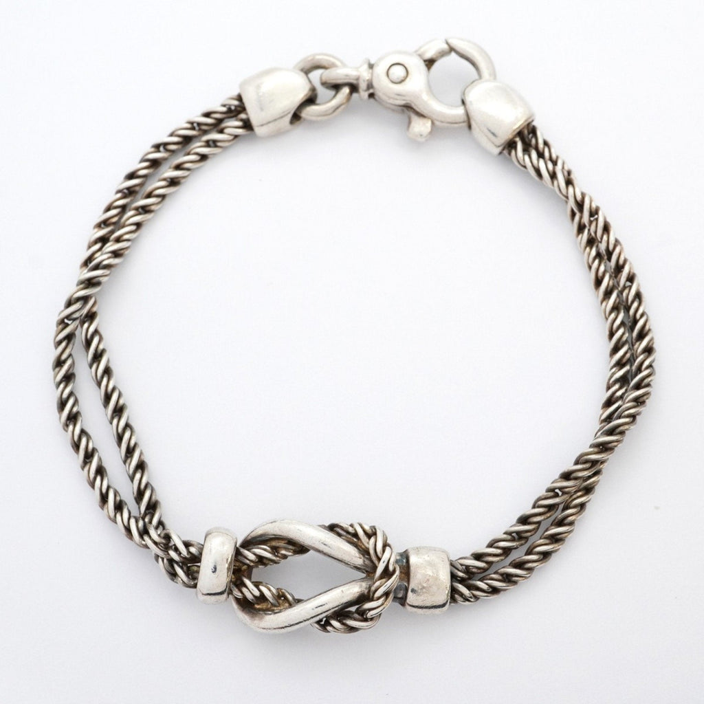 Center Knot Double Rope Bracelet Sterling Silver