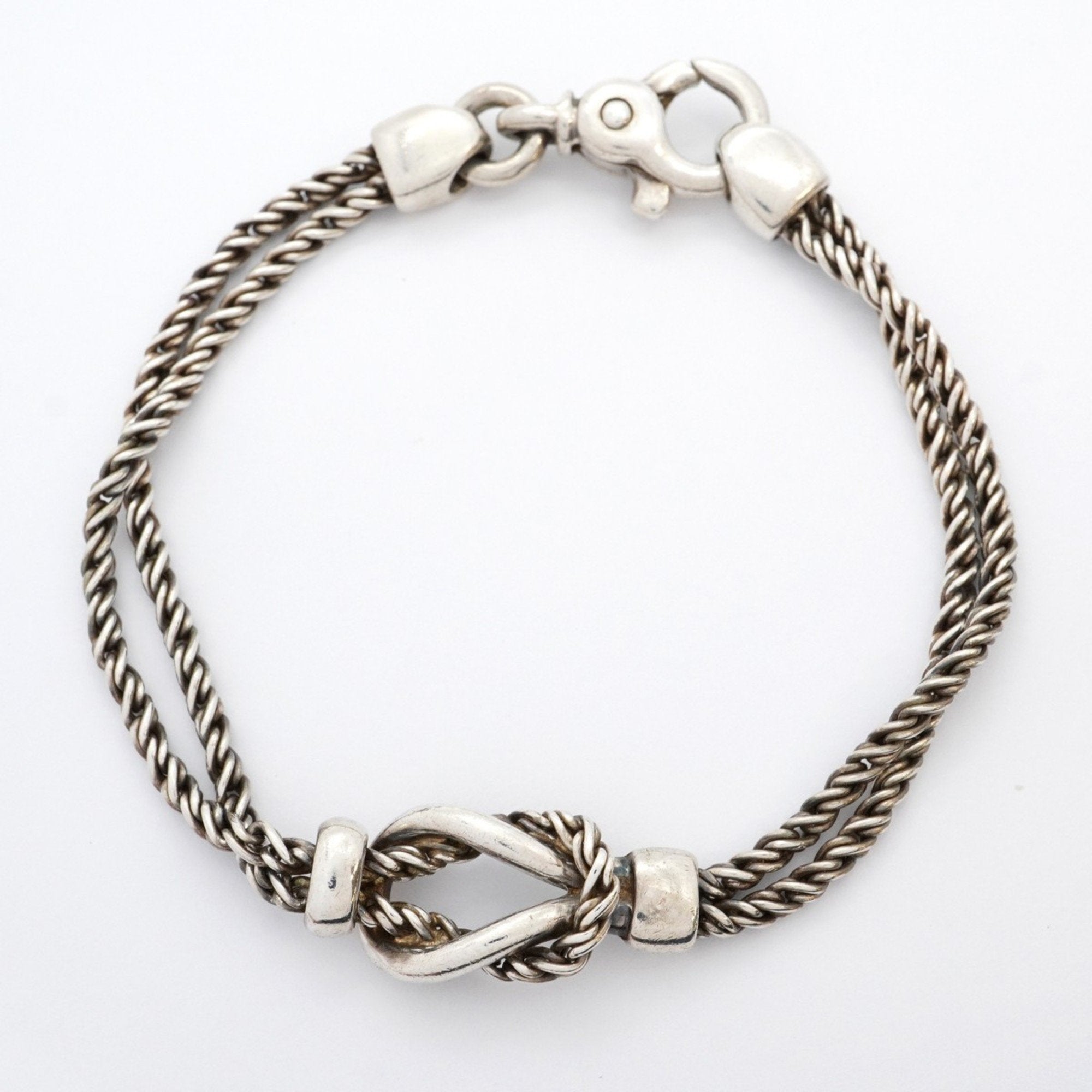 Center Knot Double Rope Bracelet Sterling Silver