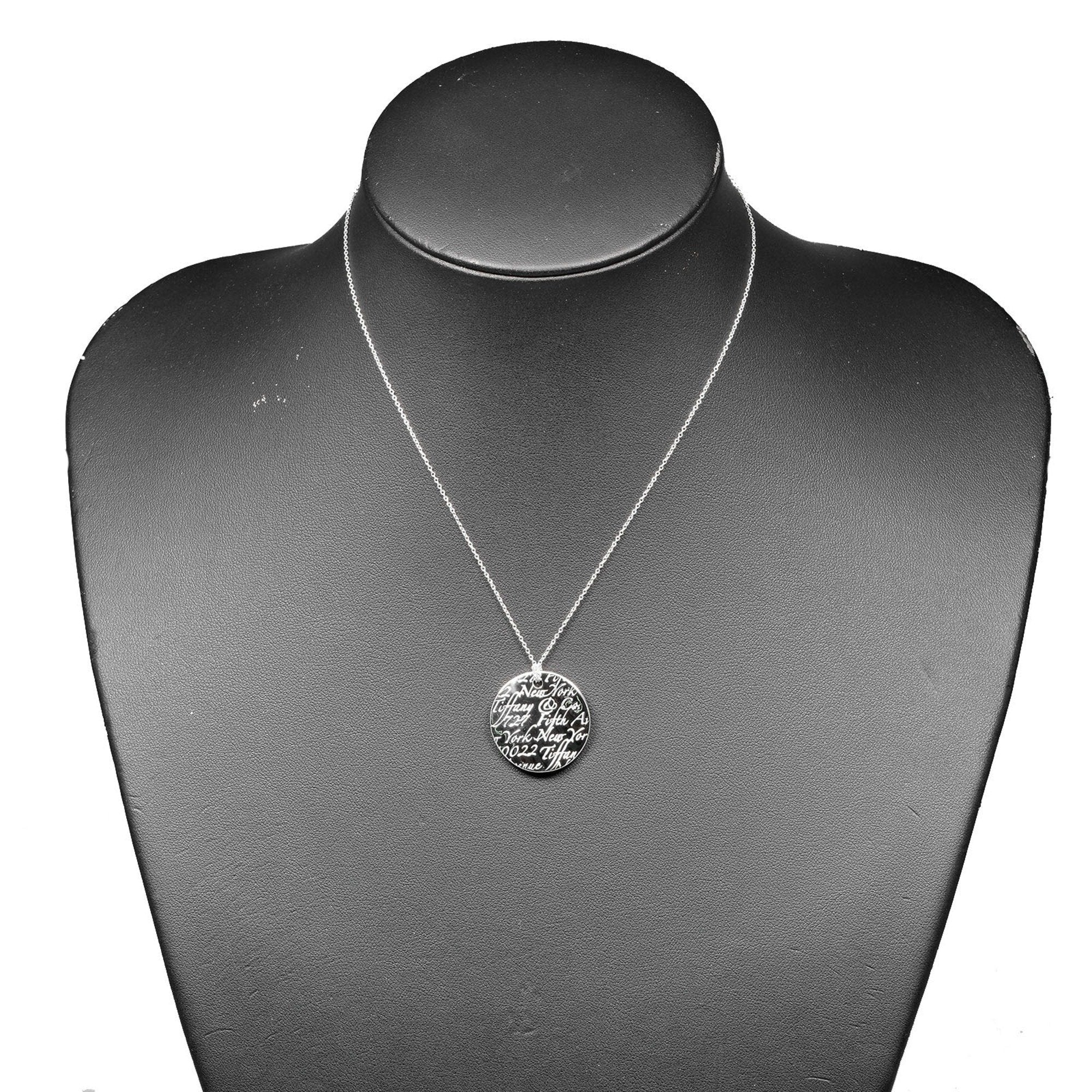 Round Tag Pendant Necklace Sterling Silver