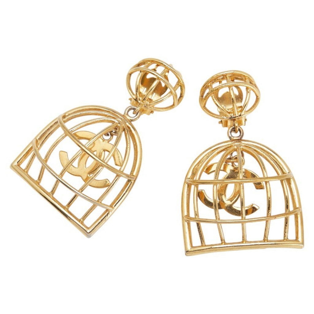 CC Logo Clip-On Earrings Metal Gold-Tone Metal