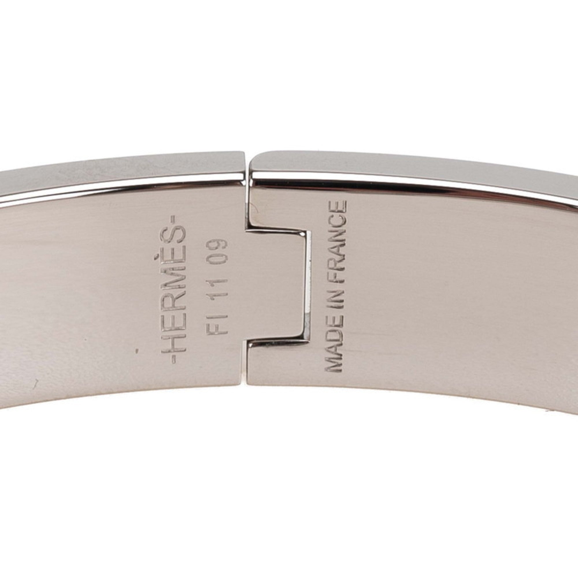 Click H PM Horse Blanket Bangle Metal Beige Multi-Color Silver Bracelet