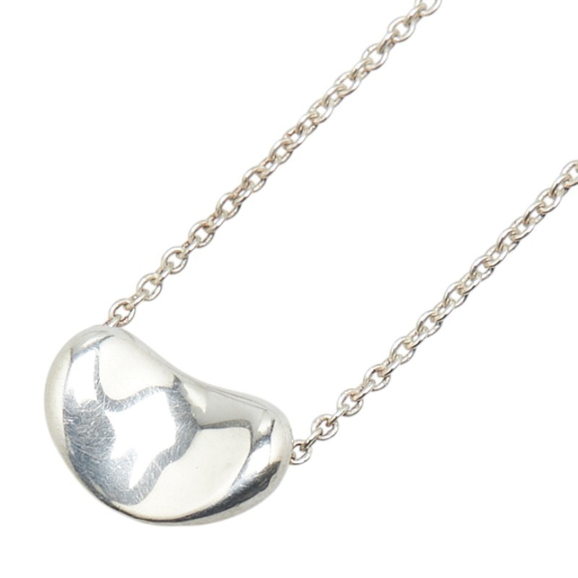 Bean Pendant Necklace Sterling Silver 7.6mm
