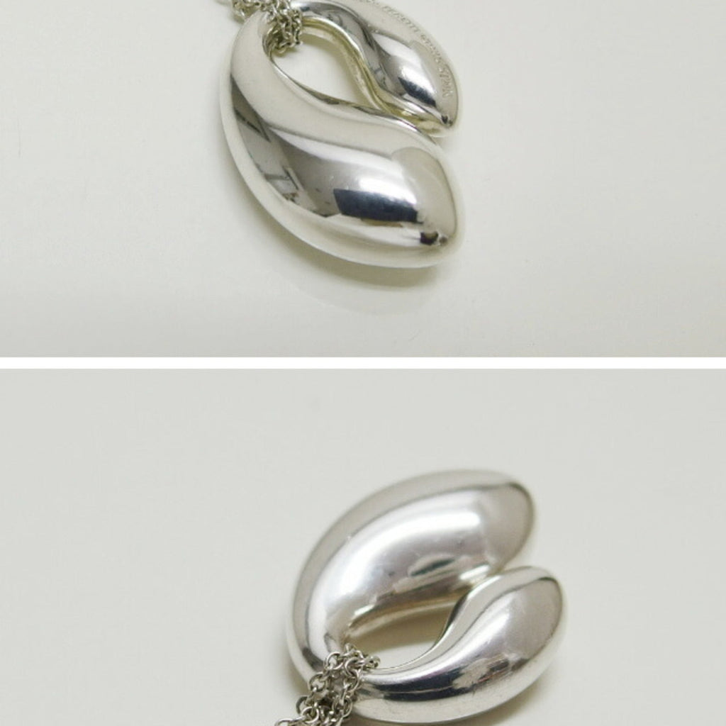 Double Teardrop Pendant Necklace Sterling Silver Large