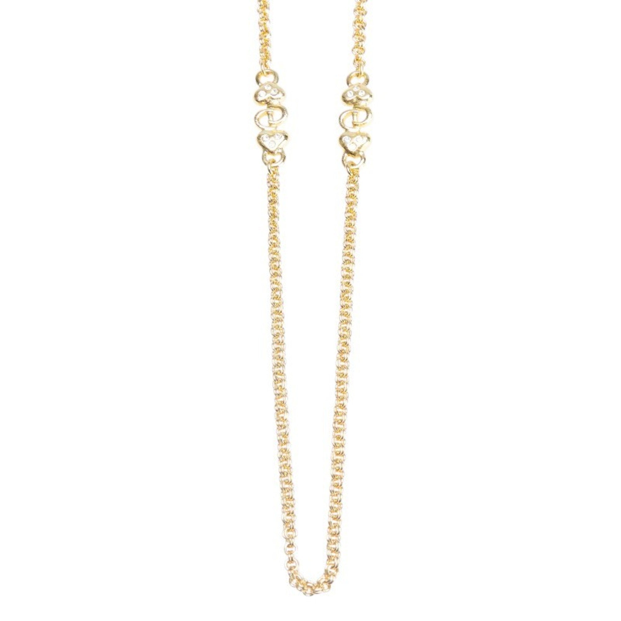 Pendant Necklace Gold and Rhinestone
