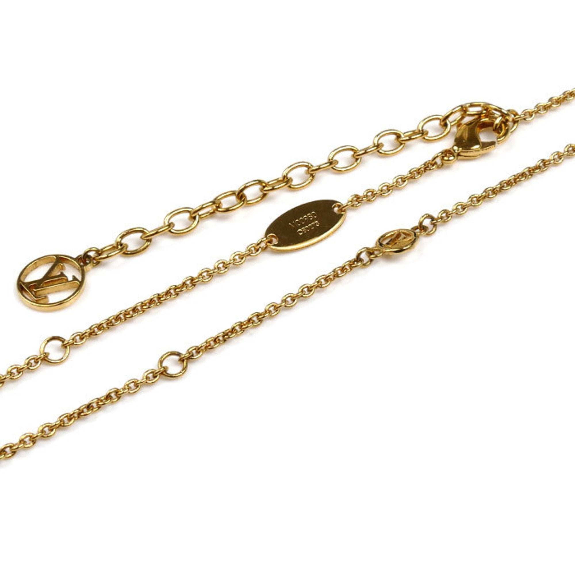 Monogram Twiggy Pointed Flower Pendant Necklace Metal Gold