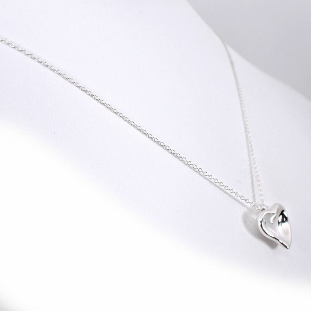 Full Heart Pendant Necklace Sterling Silver