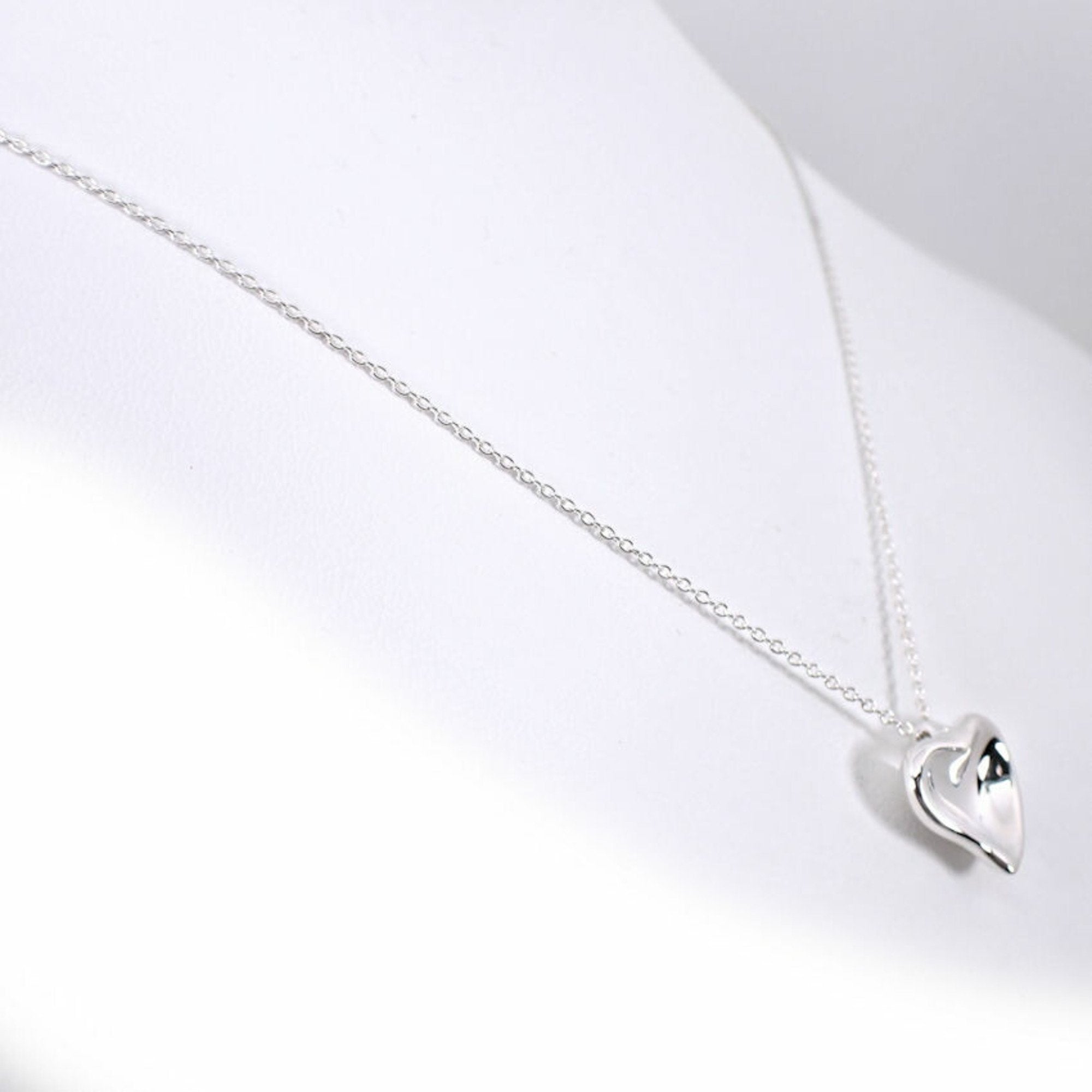Full Heart Pendant Necklace Sterling Silver