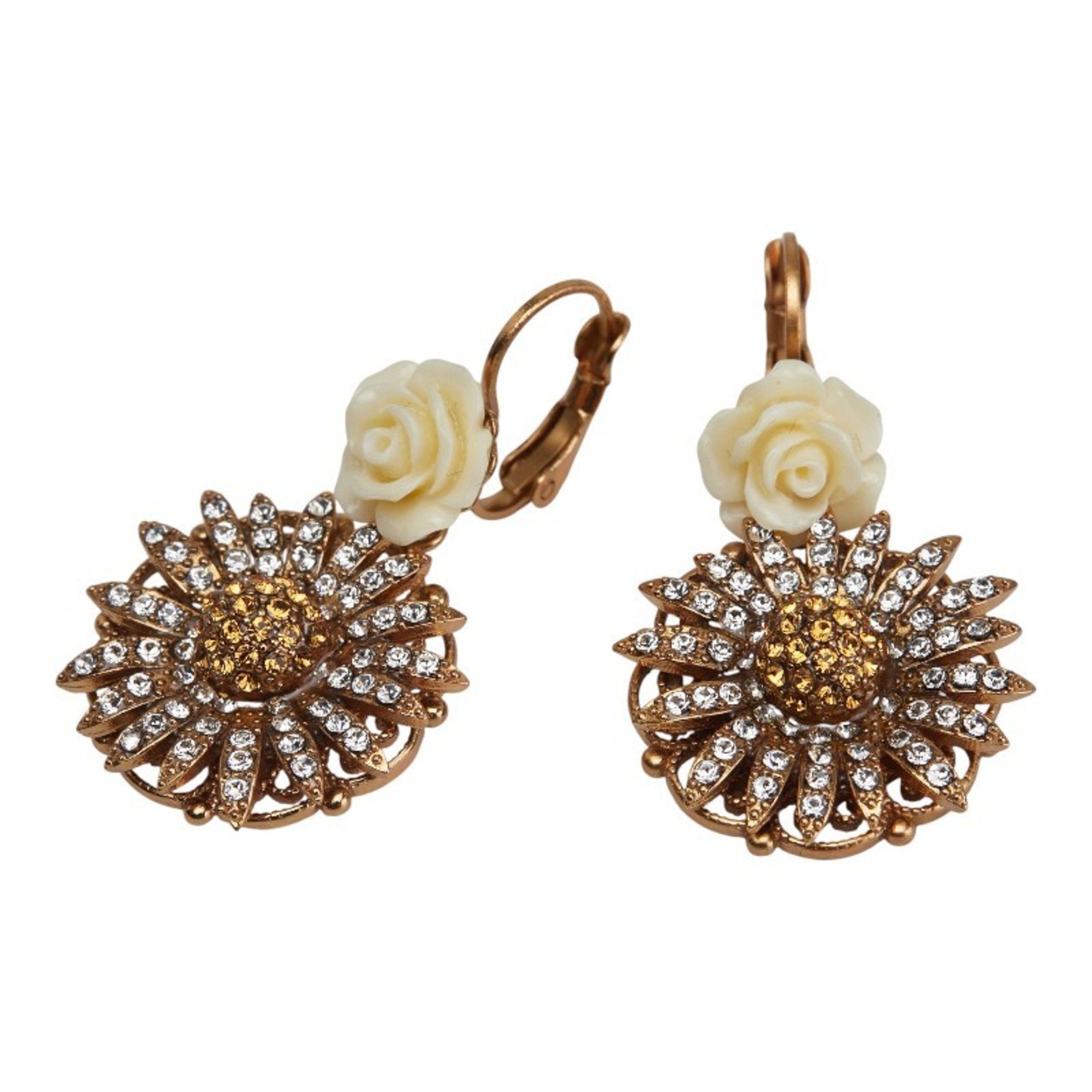 Earrings Rhinestone Gold-Tone Metal