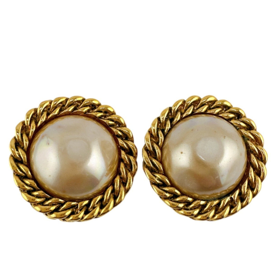 Clip-On Earrings Pearl Clip-On Gold-Tone Metal