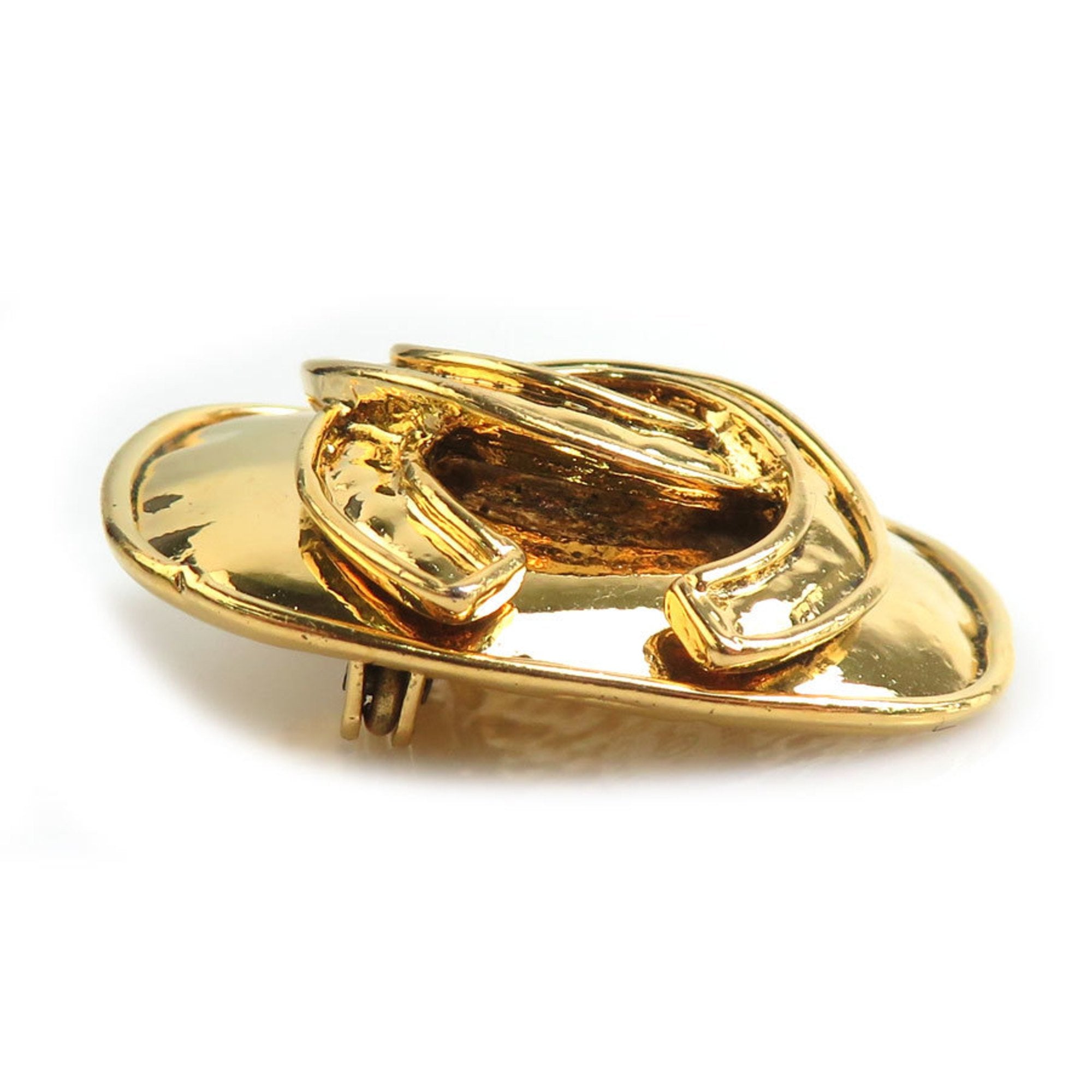 CC Logo Brooch Gold-Tone Metal