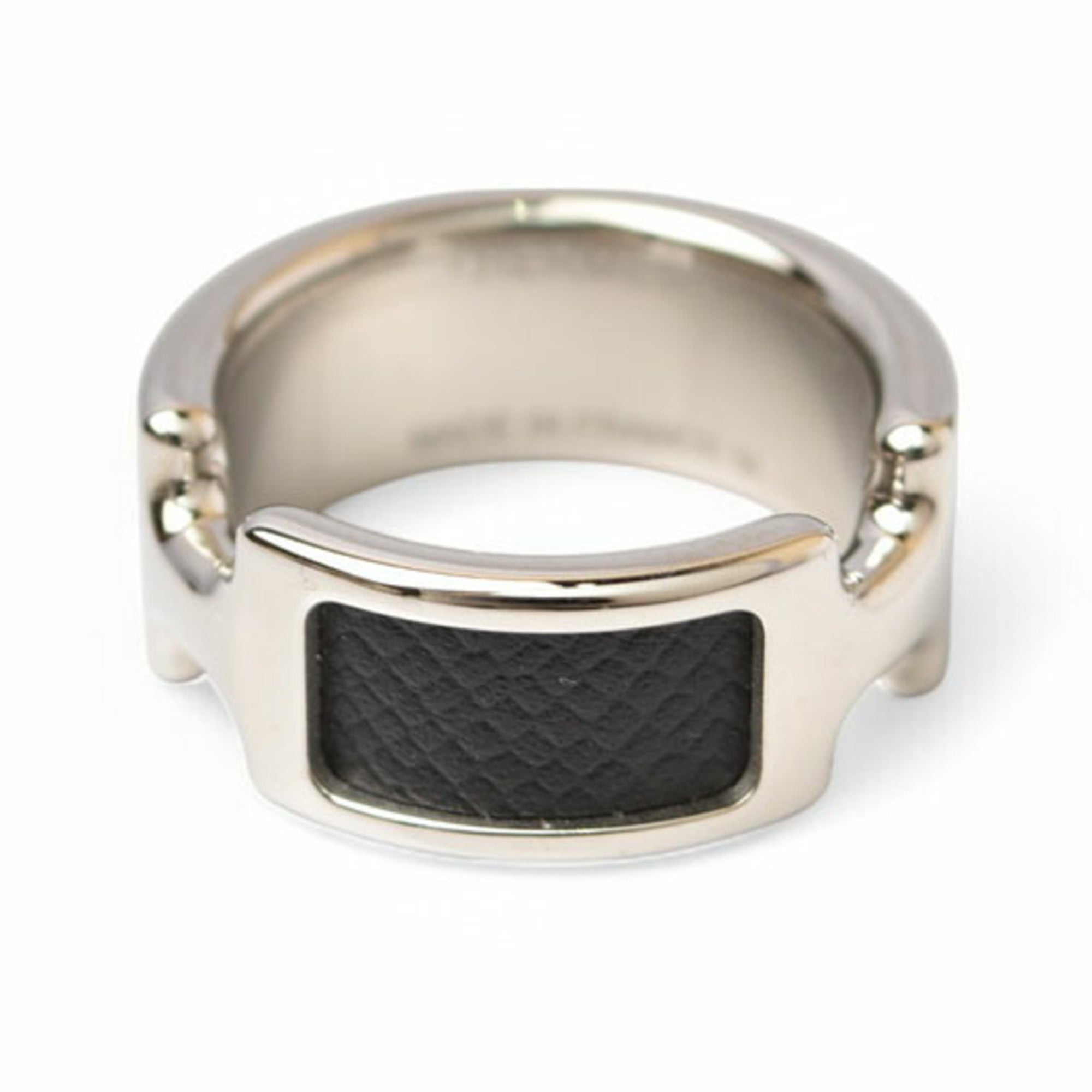 Olympe Ring Leather and Metal Black and Silver