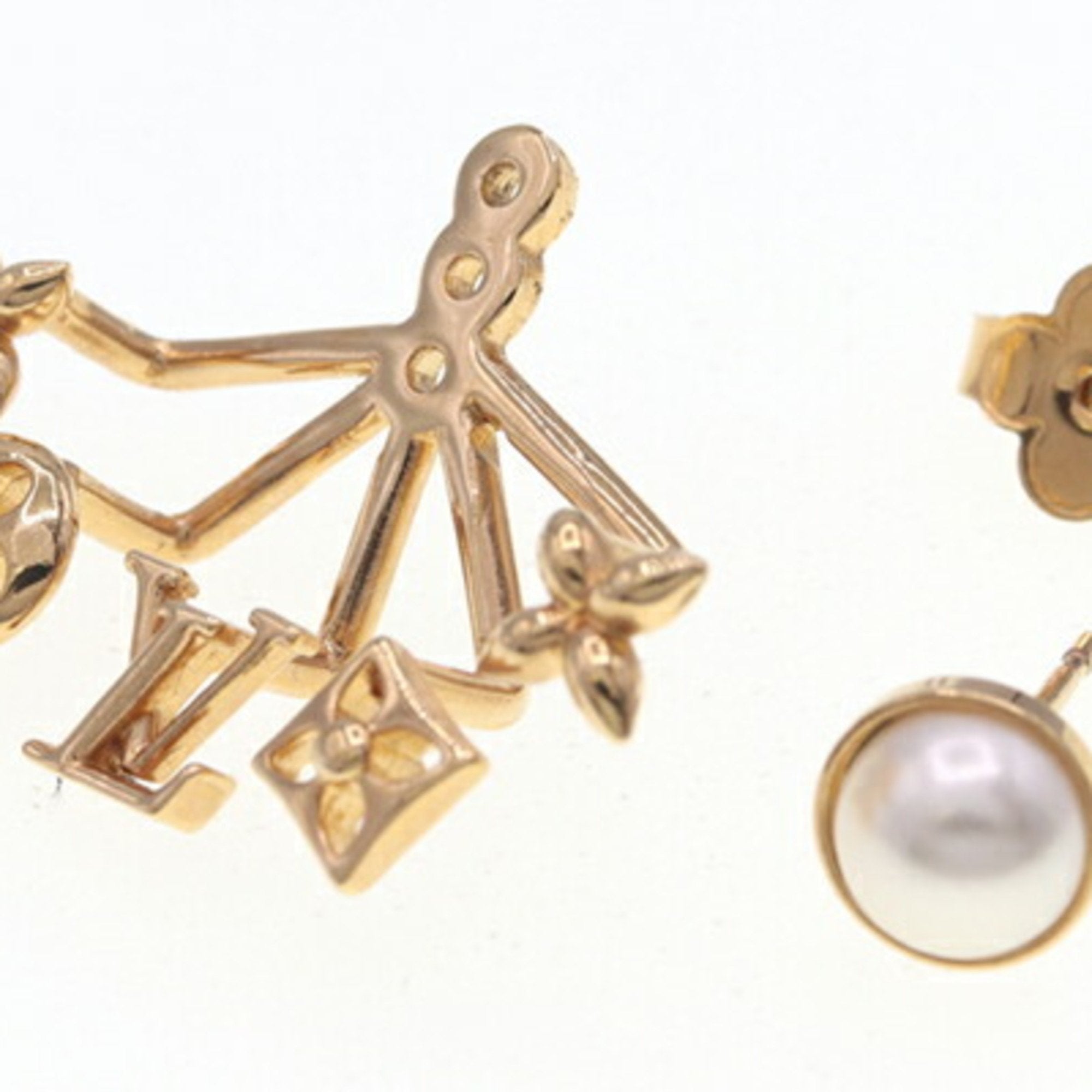 Pearl Earrings Gold Metal and Artificial Pearl