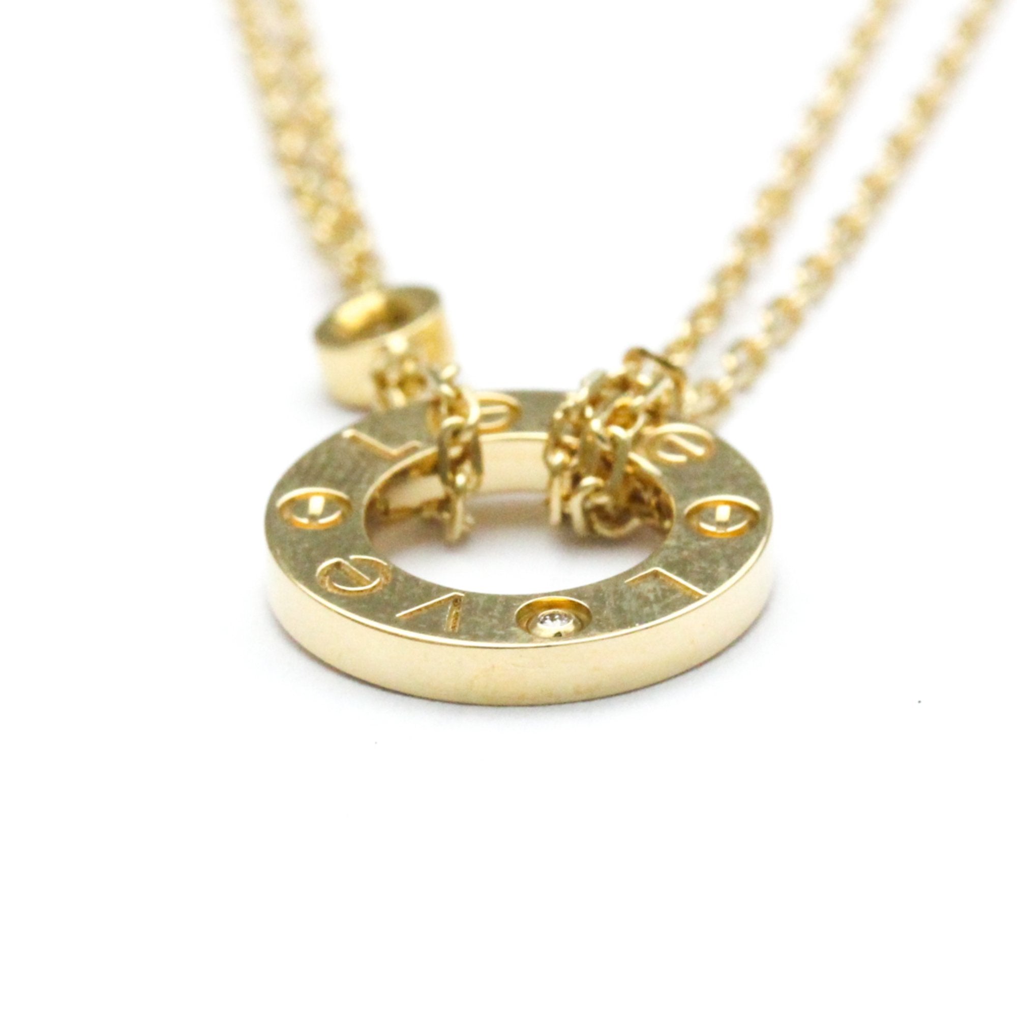 Love Circle Pendant Necklace 18K Yellow Gold with Diamond