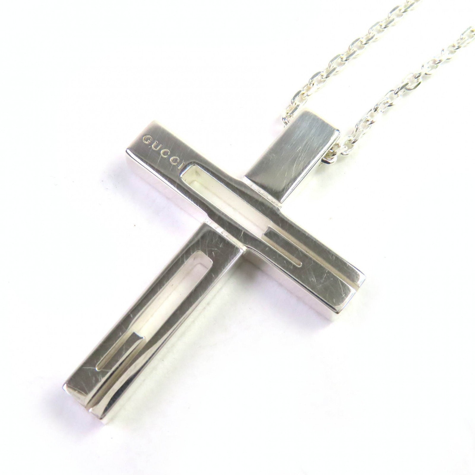 Cutout Cross Pendant Necklace Sterling Silver