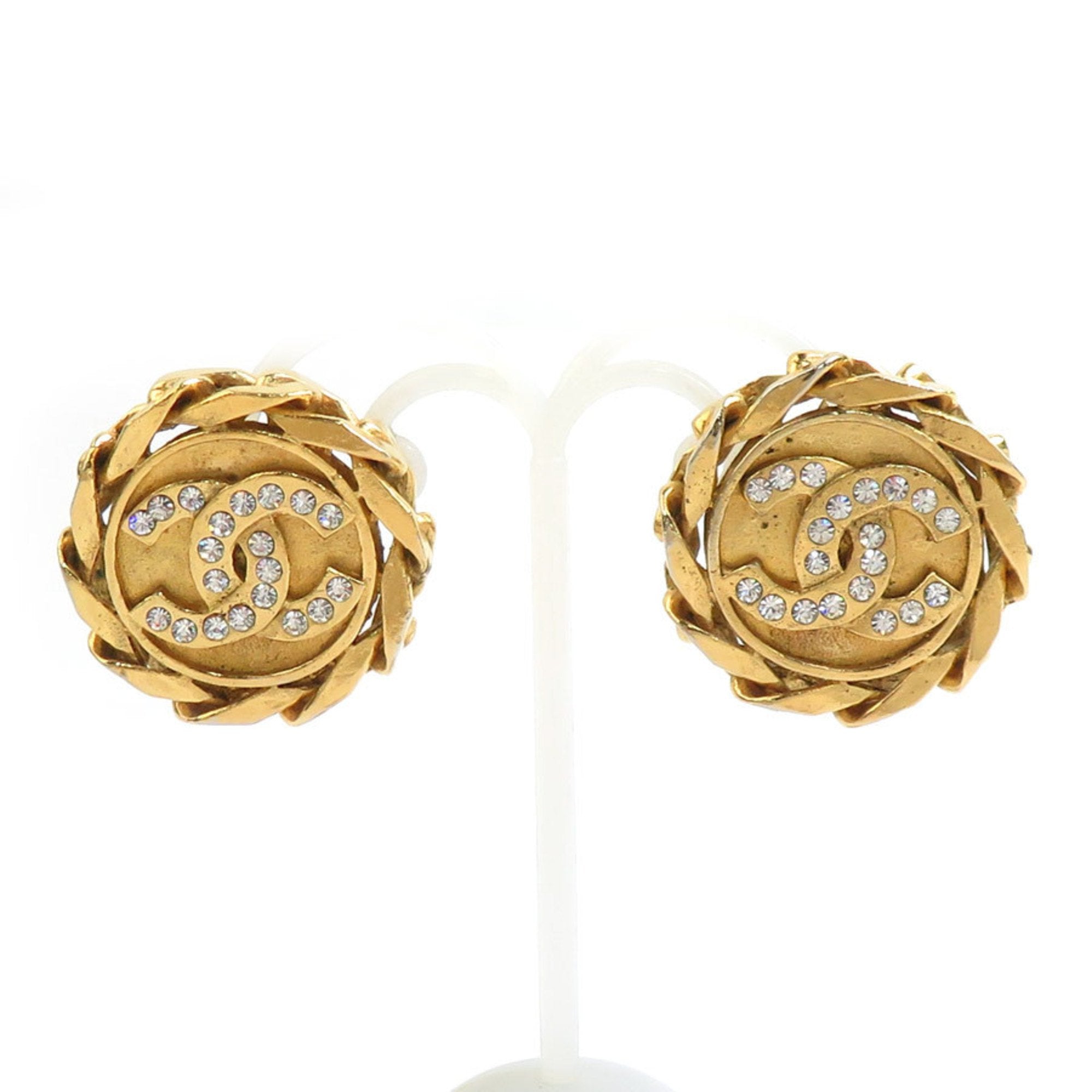 CC Logo Clip-On Earrings Gold-Tone Metal