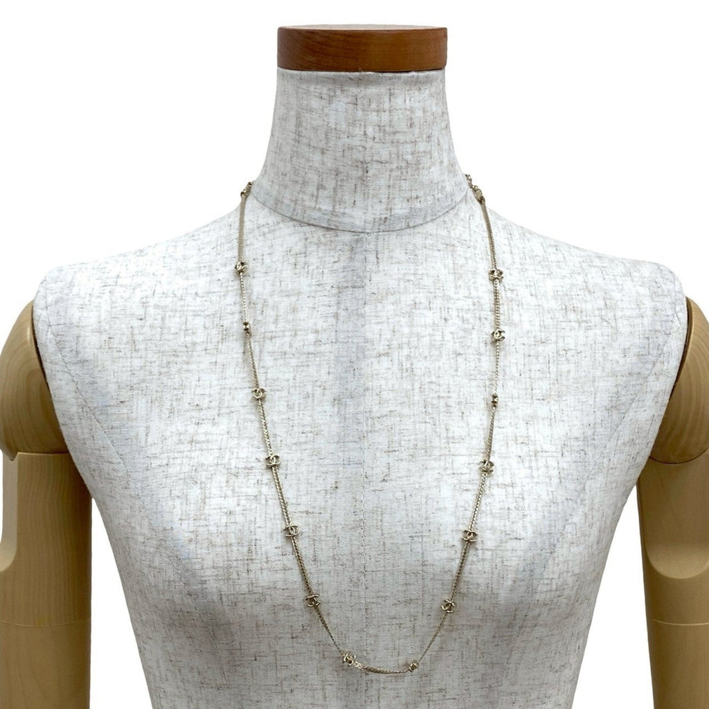 CC Logo Pendant Necklace Silver-Tone Metal
