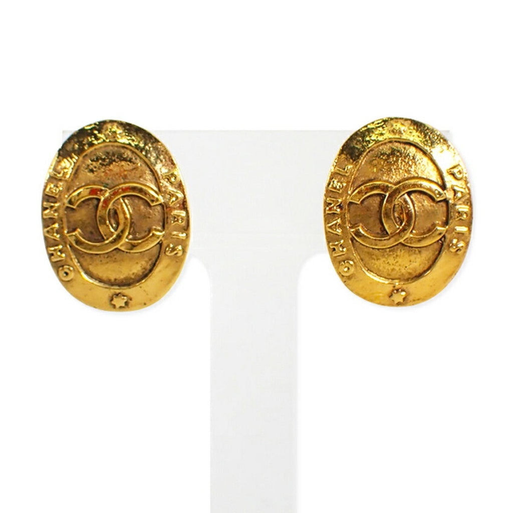 CC Logo Clip-On Earrings Metal Gold-Tone Metal
