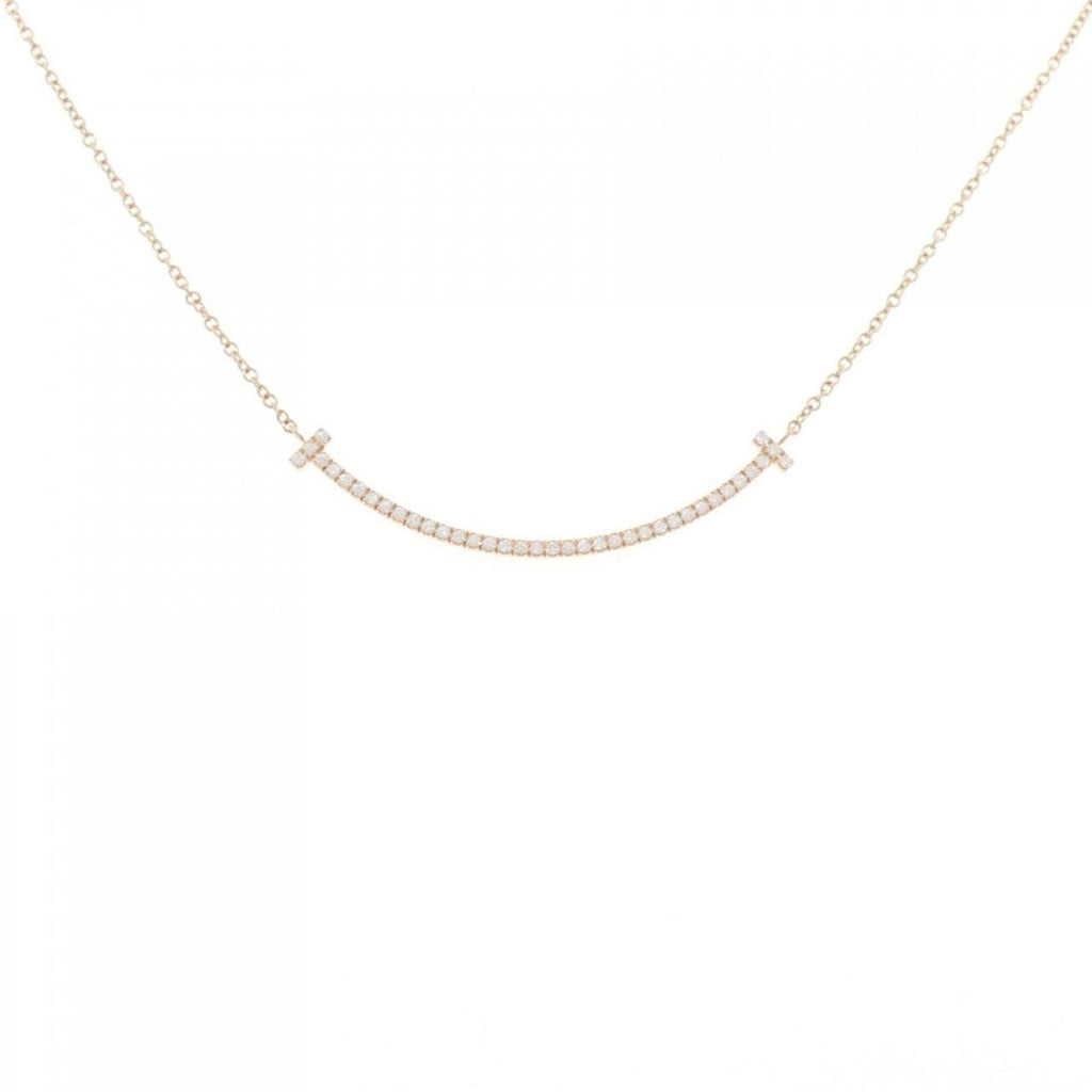 T Smile Pendant Necklace 18K Rose Gold with Diamonds