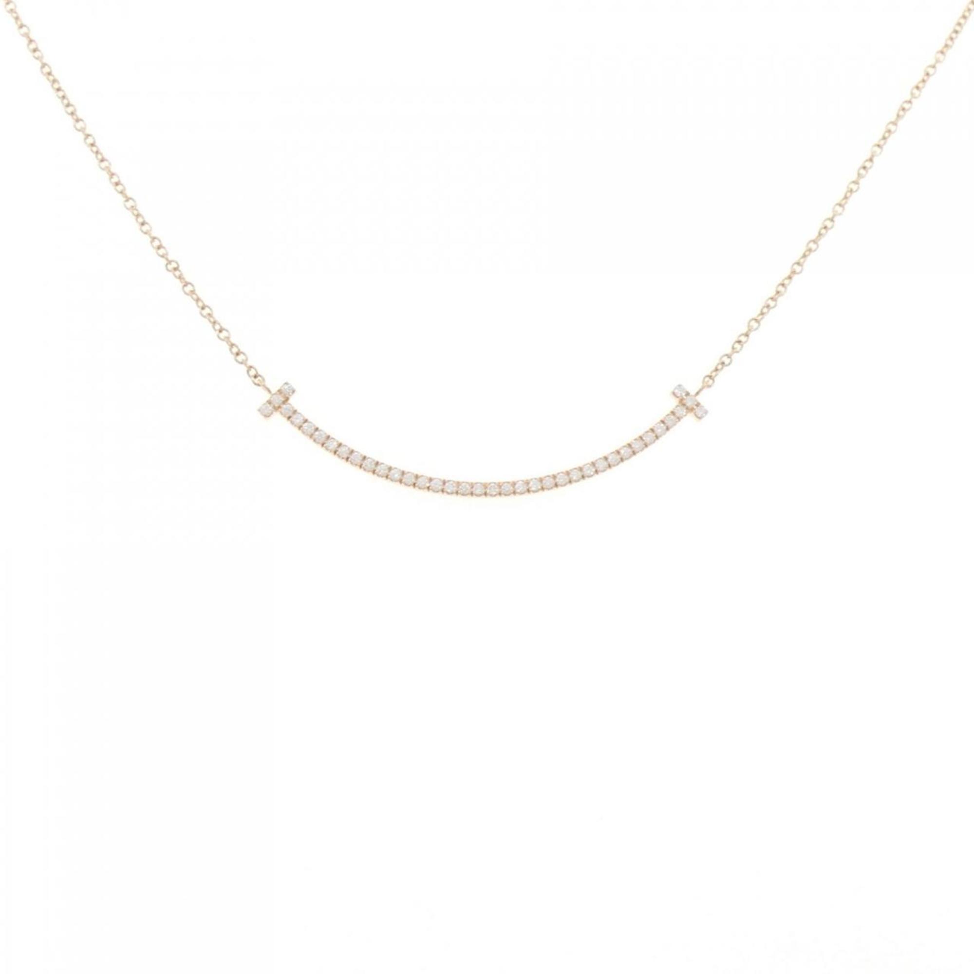T Smile Pendant Necklace 18K Rose Gold with Diamonds