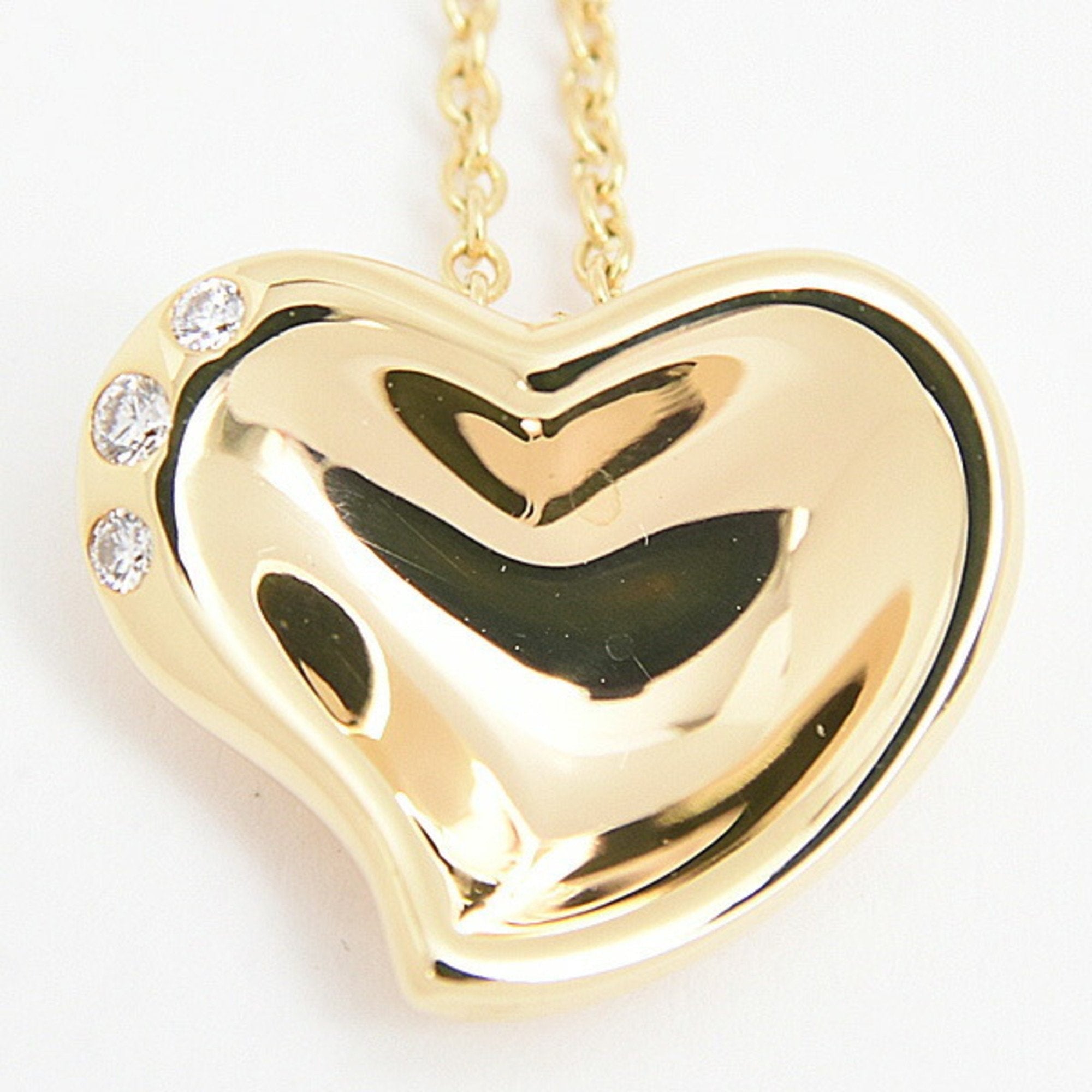 Full Heart Pendant Necklace 18K Yellow Gold with Diamond
