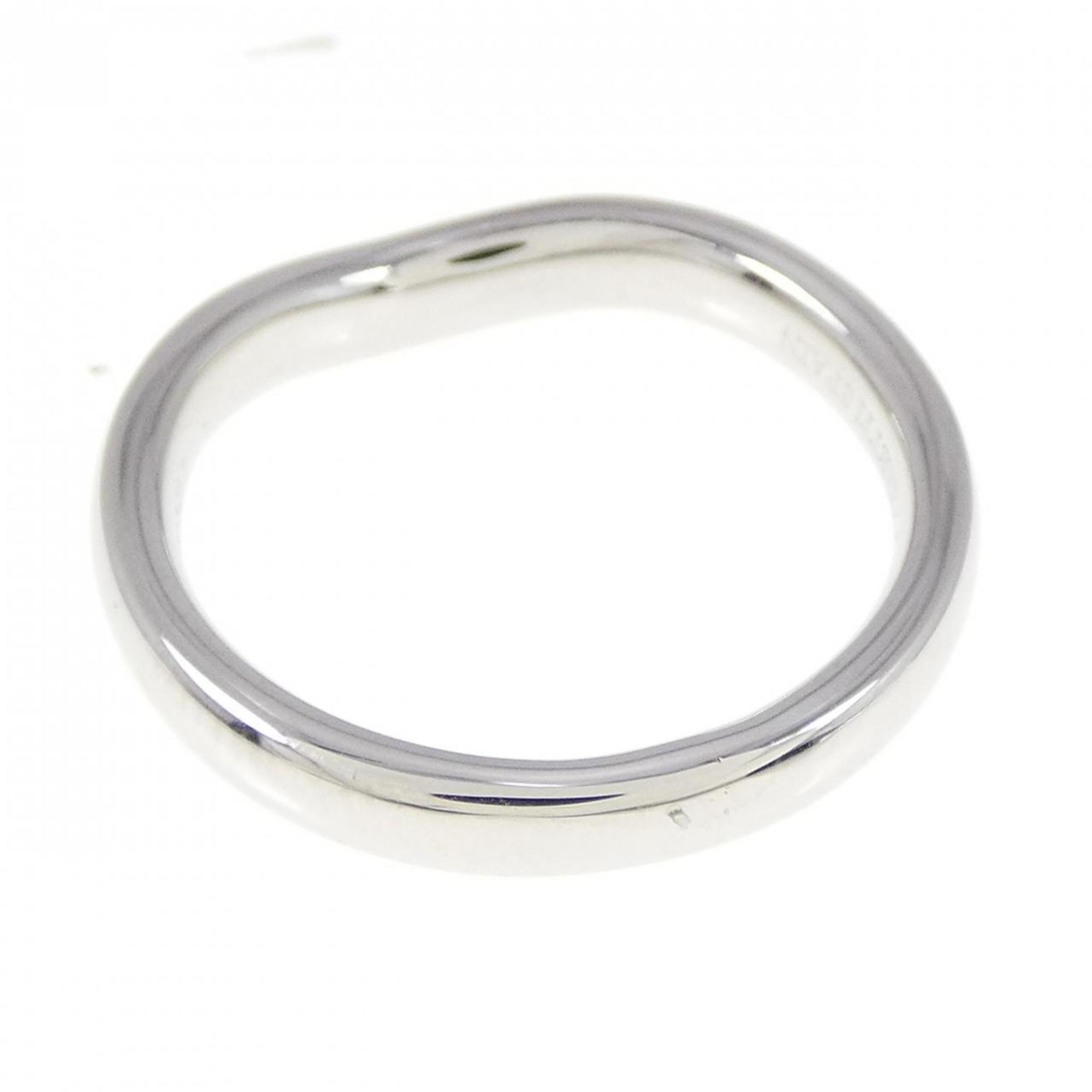 Wide Curved Ring Platinum with Diamond