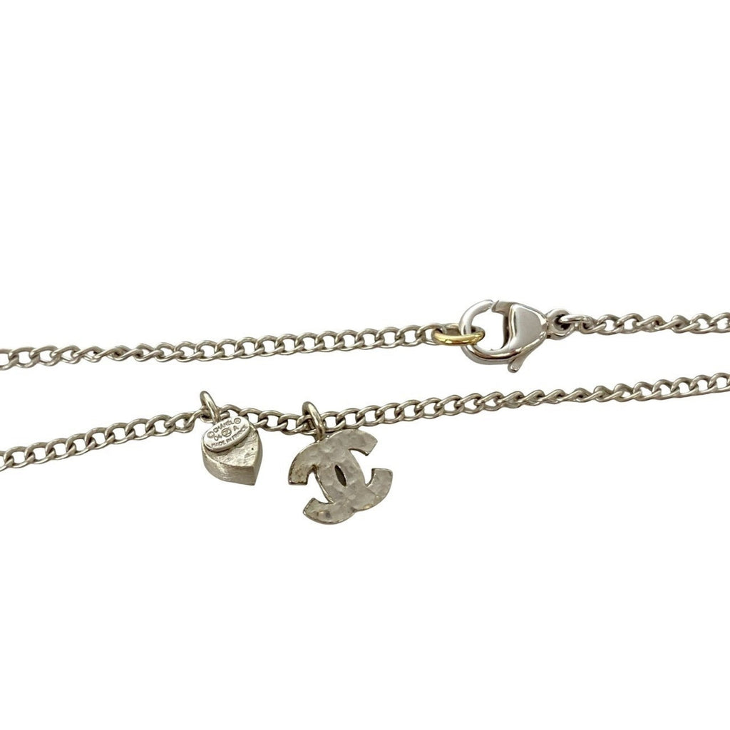 CC Logo Chain Pendant Necklace Silver-Tone Metal