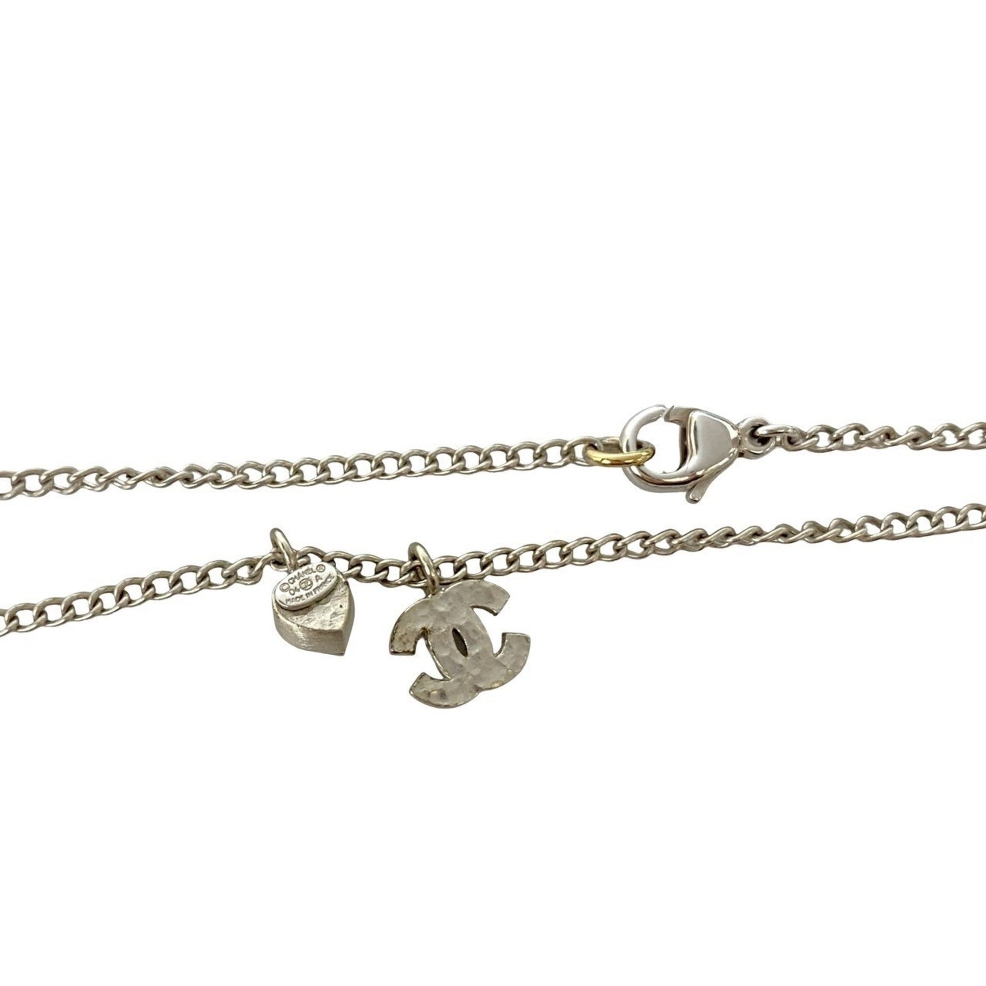 CC Logo Chain Pendant Necklace Silver-Tone Metal