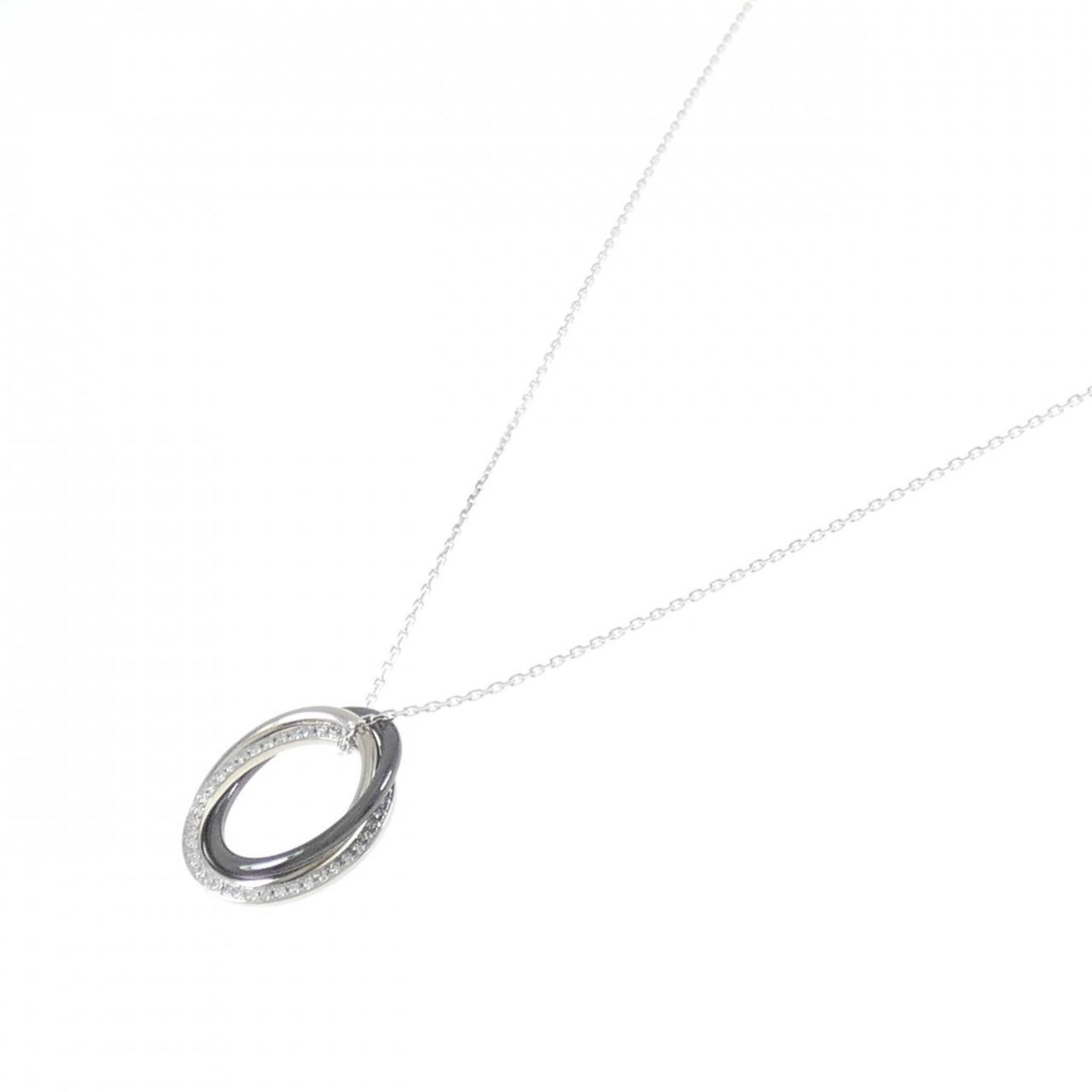 Trinity Pendant Necklace 18K White Gold and Ceramic
