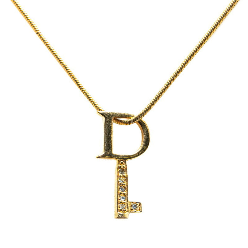 Pendant Necklace Gold and Rhinestone