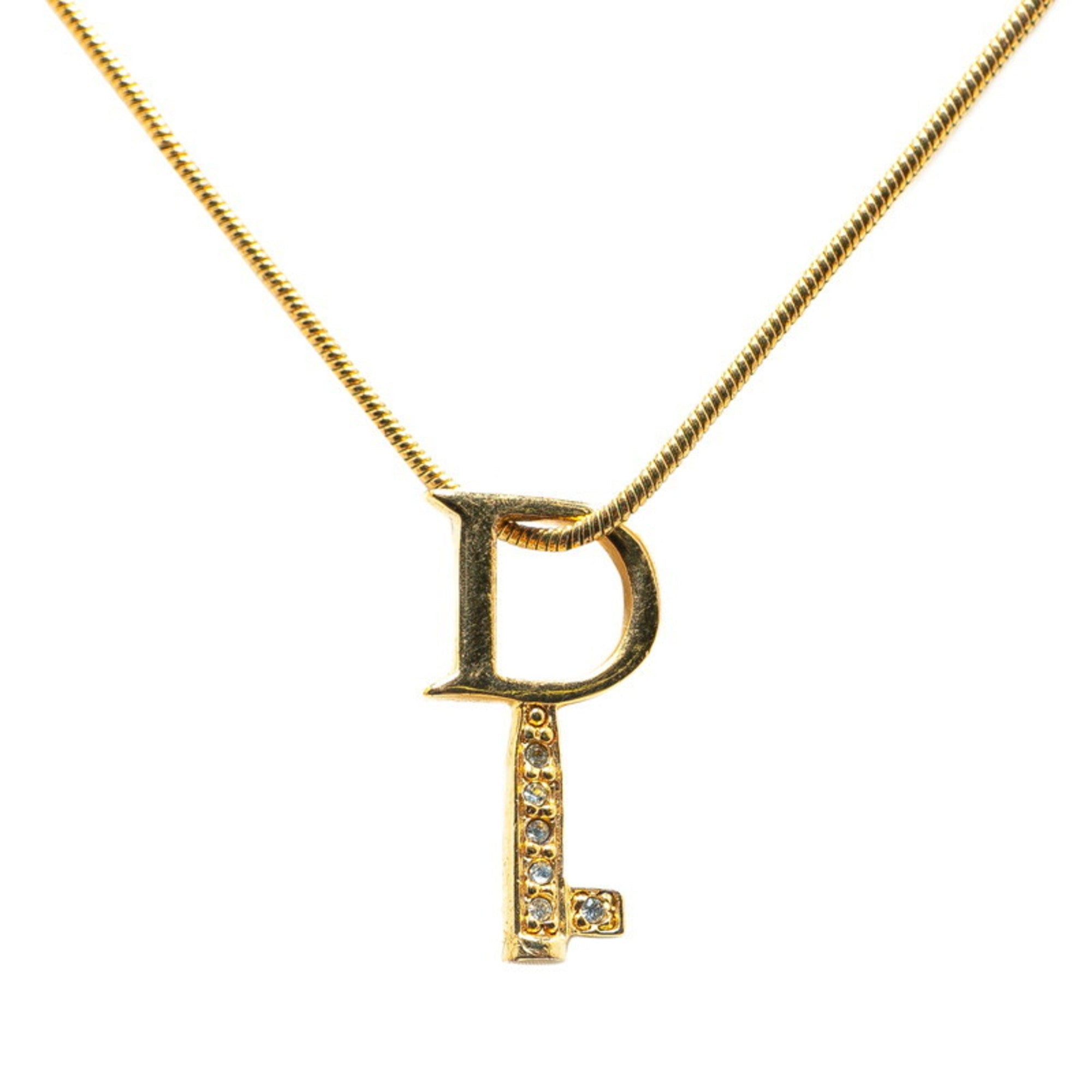 Pendant Necklace Gold and Rhinestone