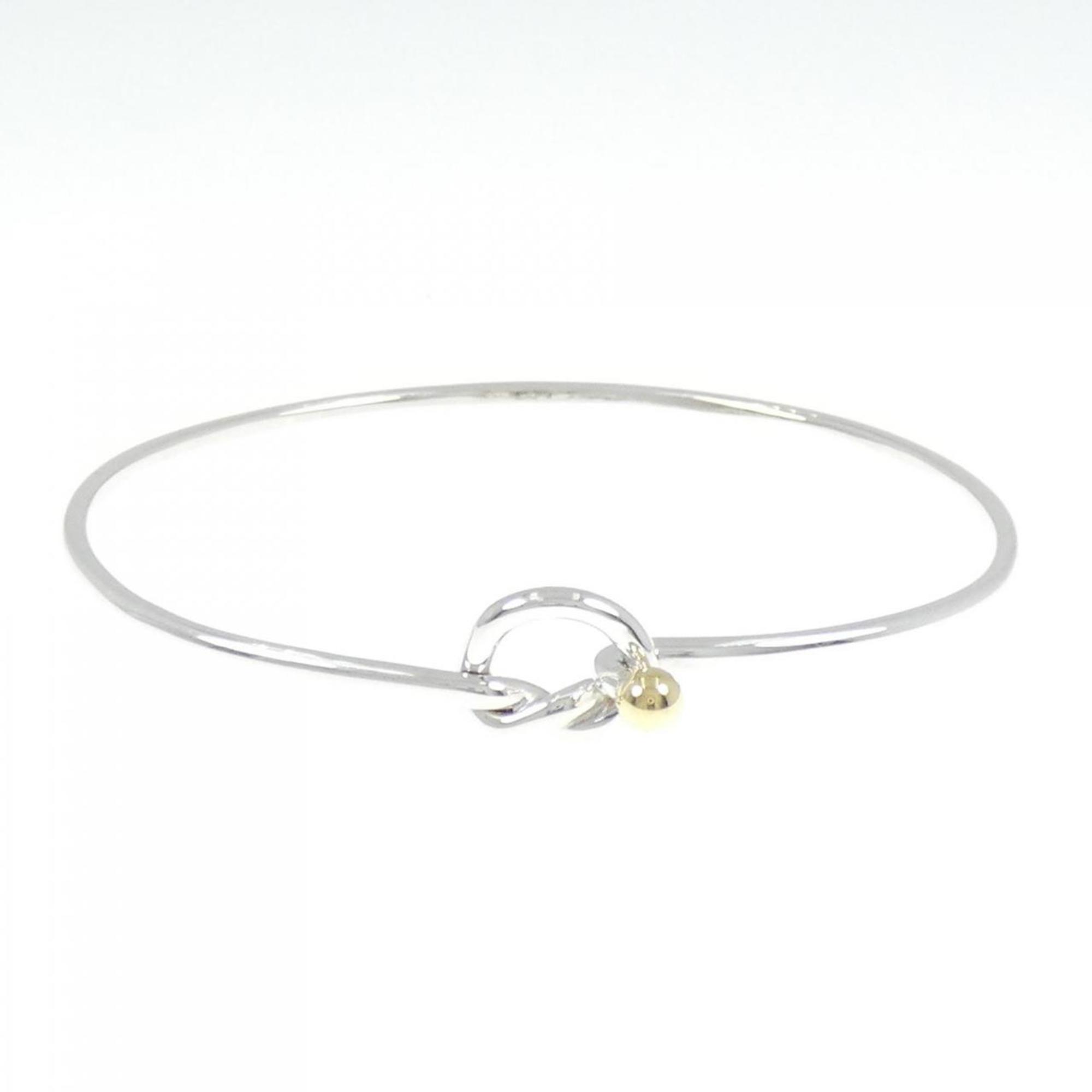 Flatwire Hook And Eye Heart Bracelet Sterling Silver and 18K Yellow Gold