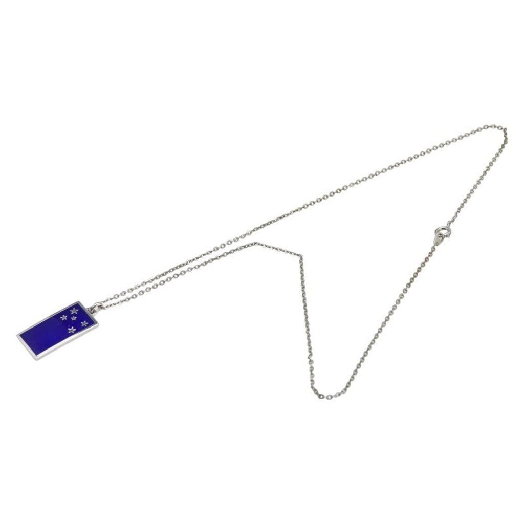 Plate Star Pendant Necklace Silver and Blue Metal