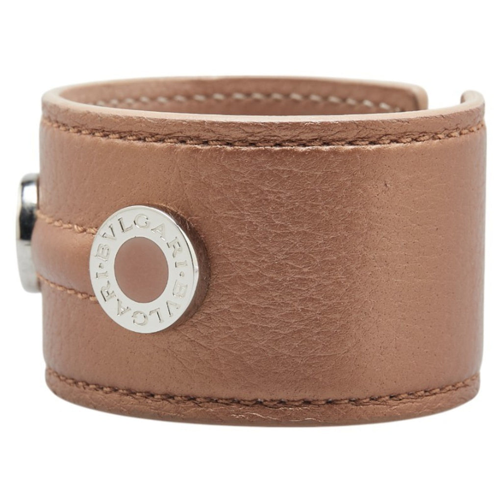 Bracelet Leather and Metal Beige Silver