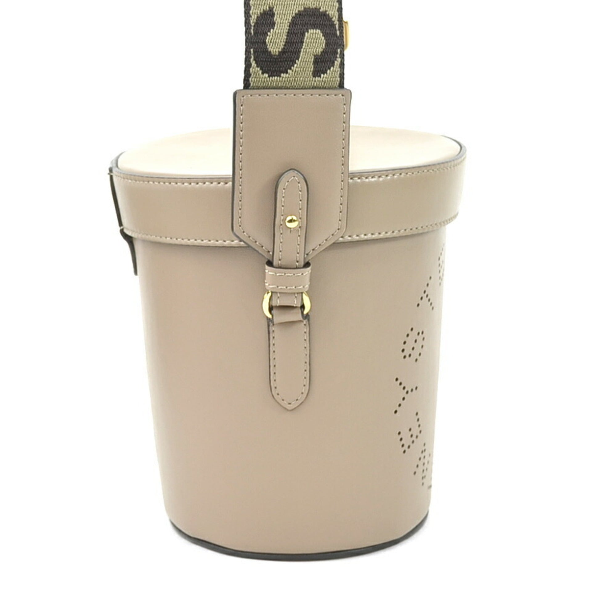 Logo Crossbody Bag Perforated Faux Leather Mini