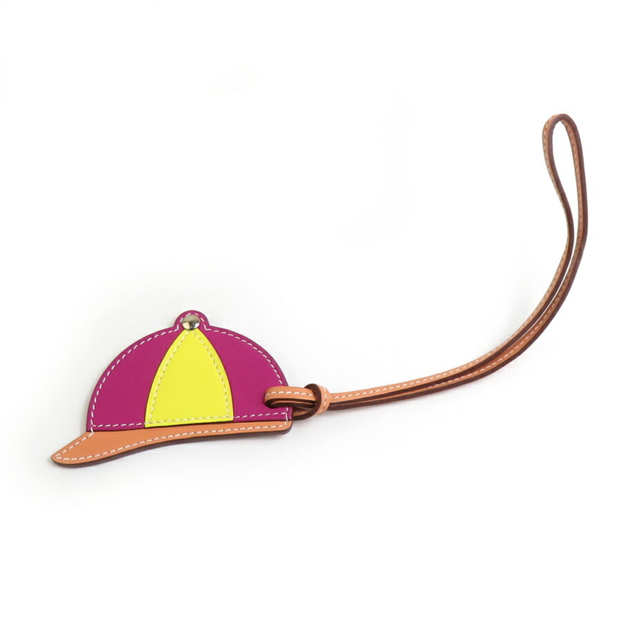 Charm Leather Light Brown Purple Yellow Handbag Charm