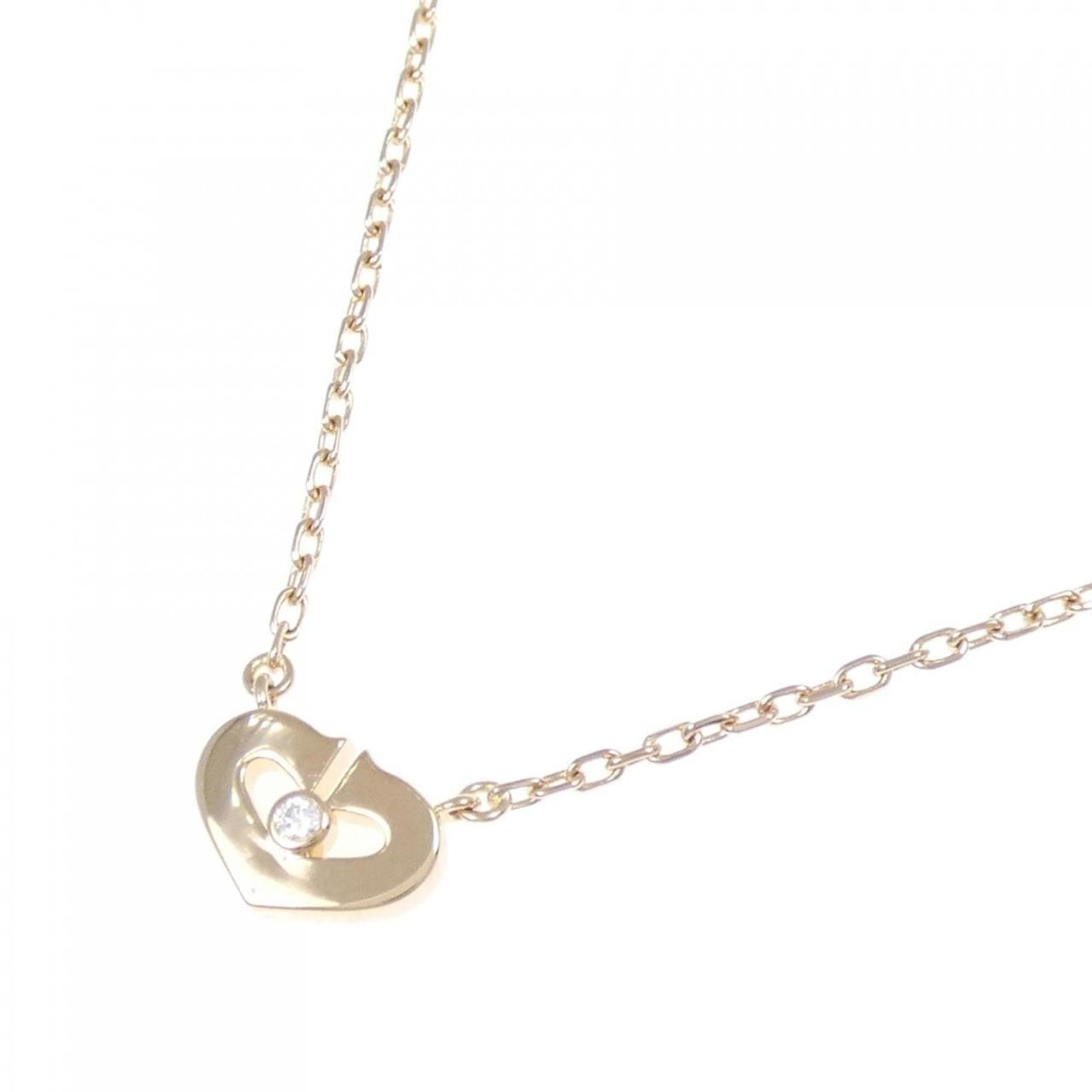 C Heart Pendant Necklace with Diamonds