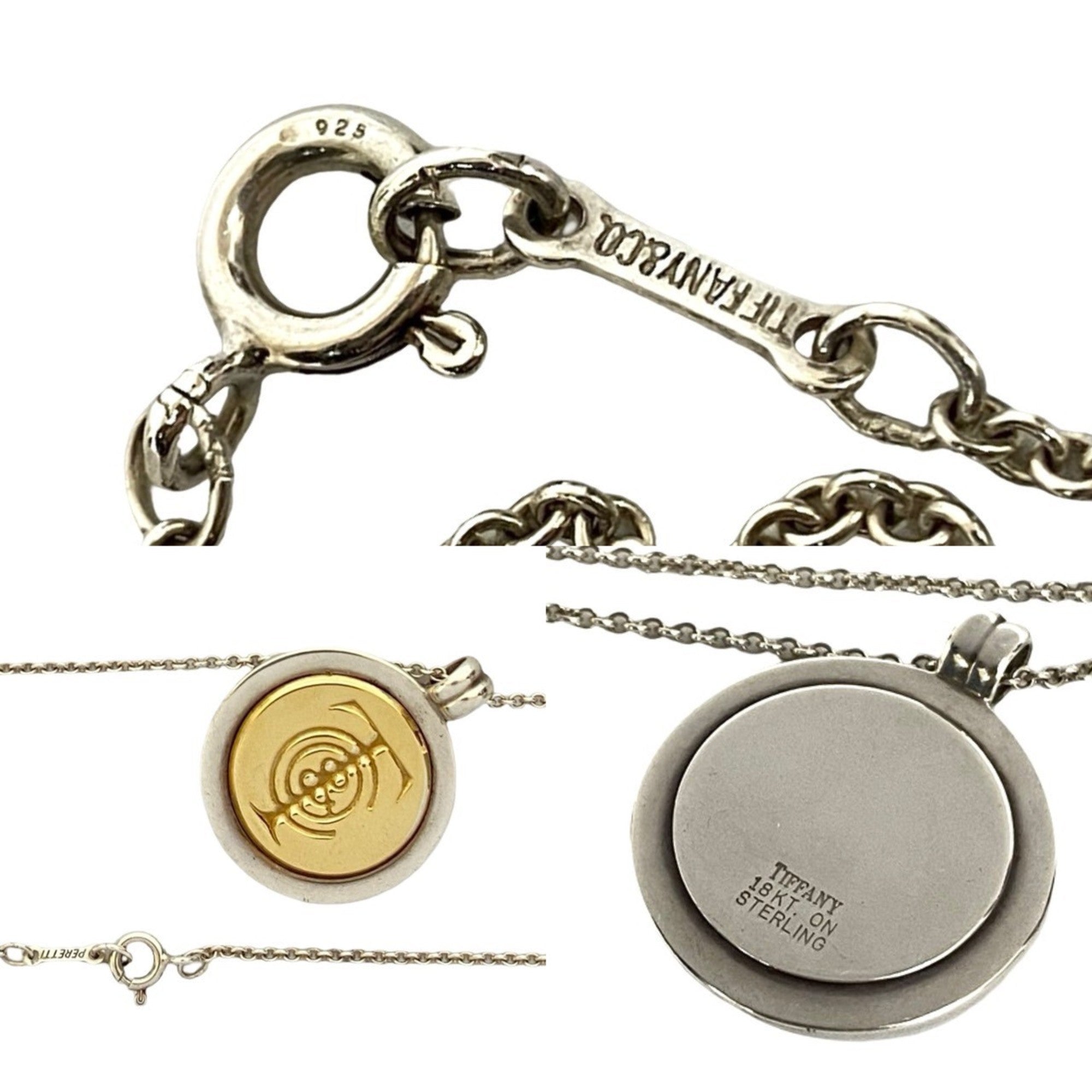 Coin Pendant Necklace 18K Gold and Sterling Silver