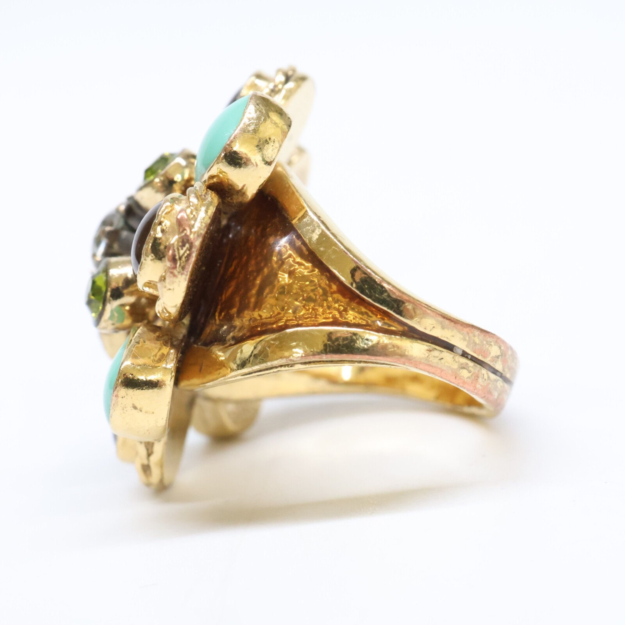 Band Ring Metal Brown Gold Green