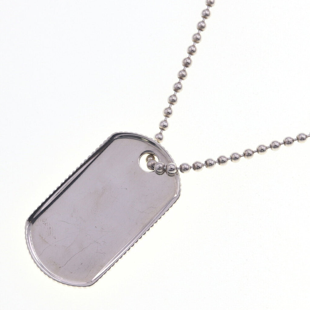 Coin Edge Dog Tag Pendant Necklace Sterling Silver Ball Chain