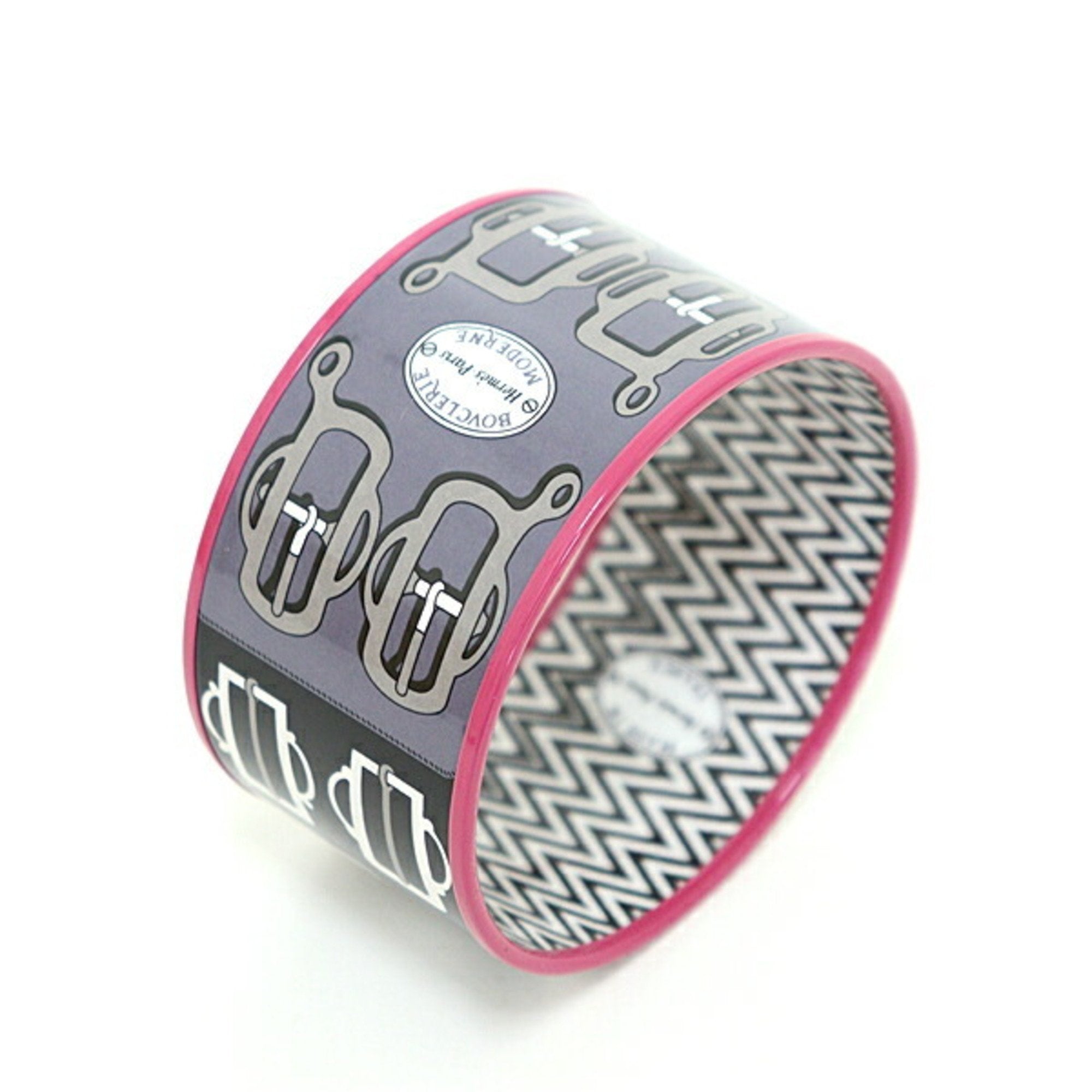 Enamel Buckle Bracelet Black Pink White Large