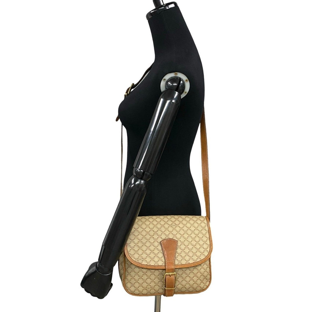 Vintage Saddle Flap Shoulder Bag Macadam Coated Canvas Small