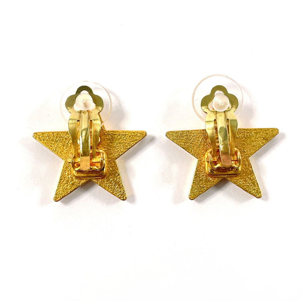 CC Logo Star Clip-On Earrings Metal Gold-Tone Metal