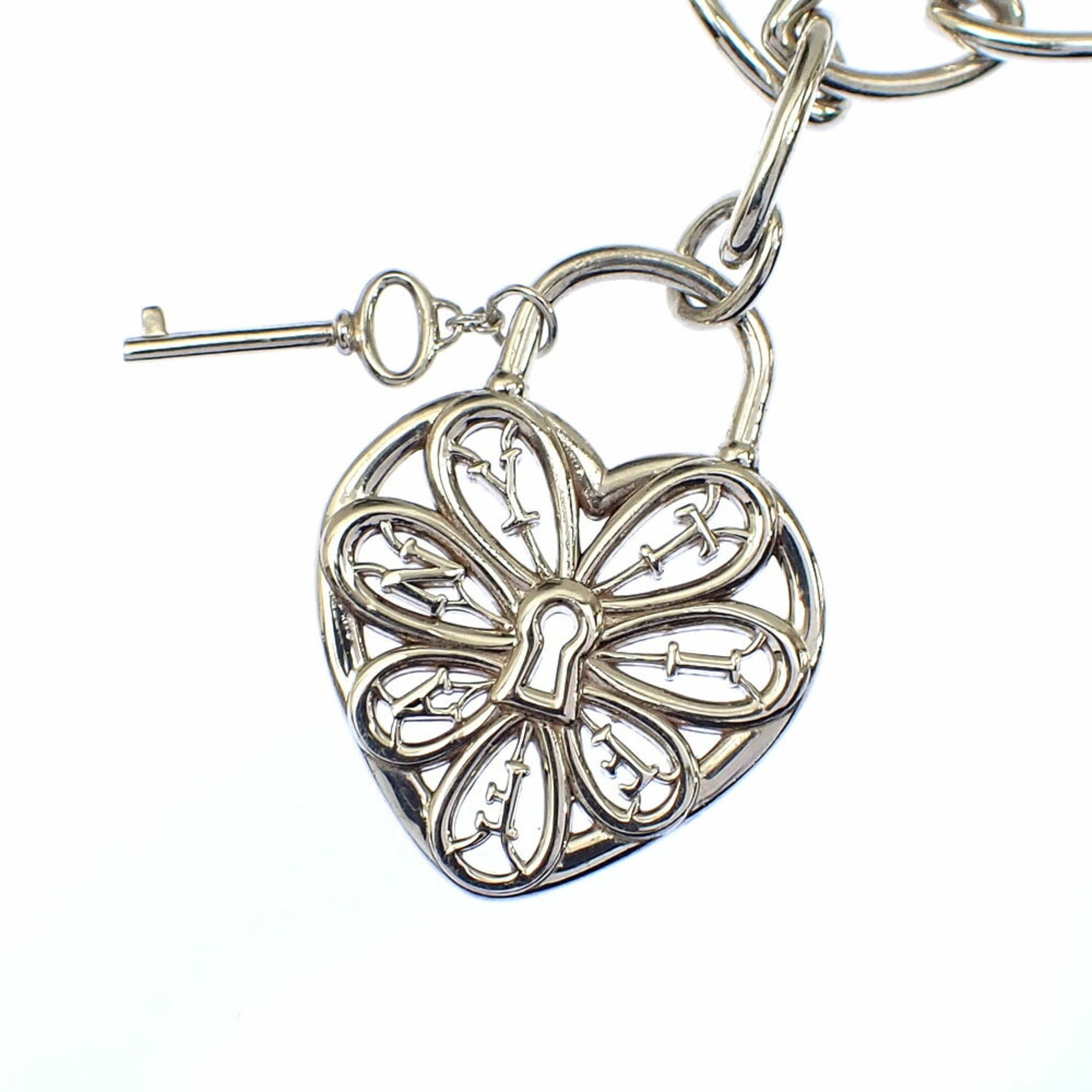 Filigree Heart Key Bracelet Sterling Silver