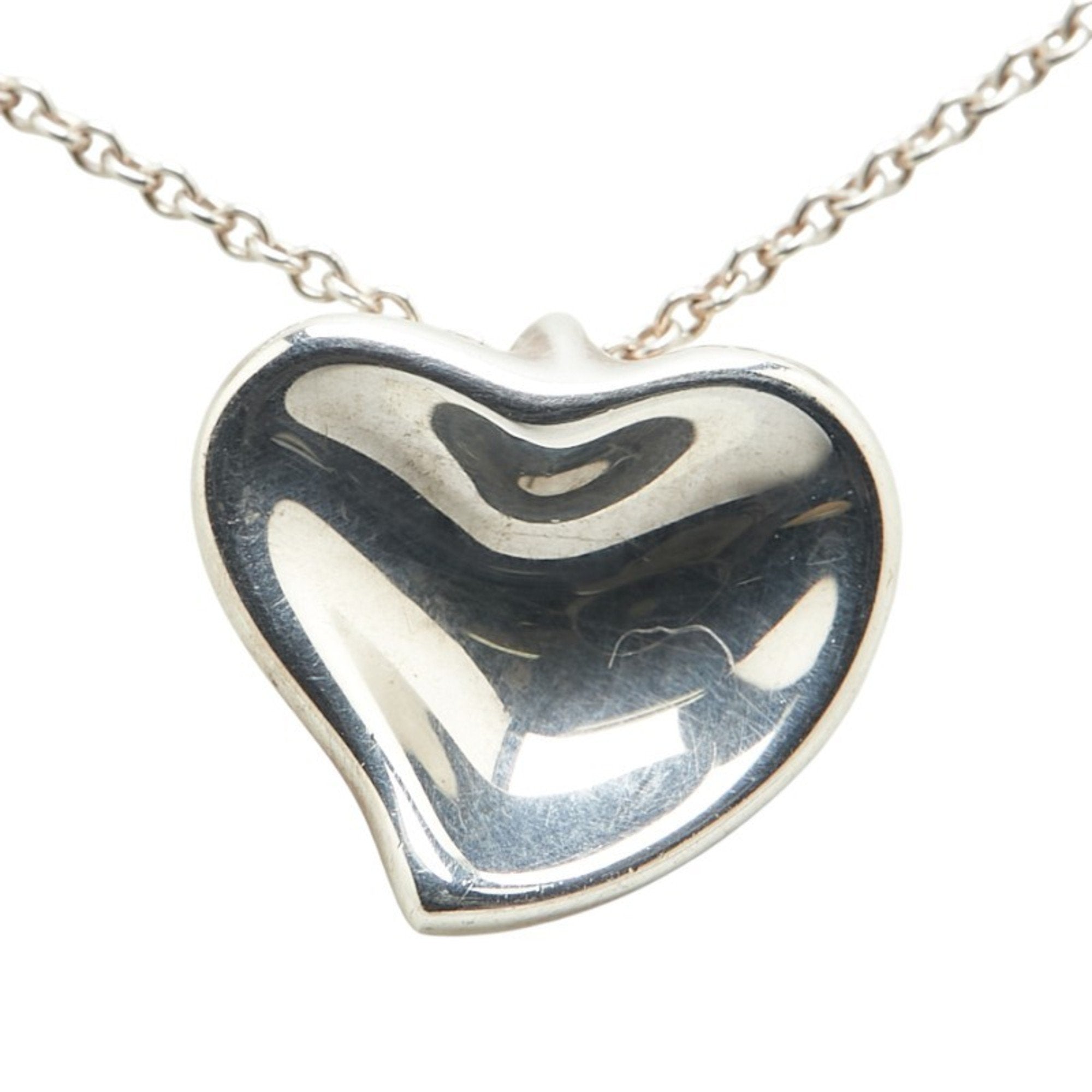 Full Heart Pendant Necklace Sterling Silver