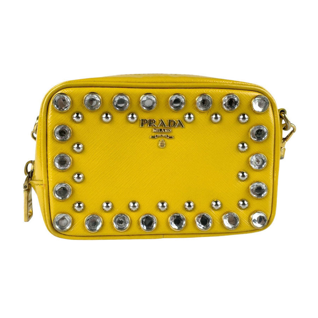 Zip Crossbody Bag Studded Vernice Saffiano Leather Mini