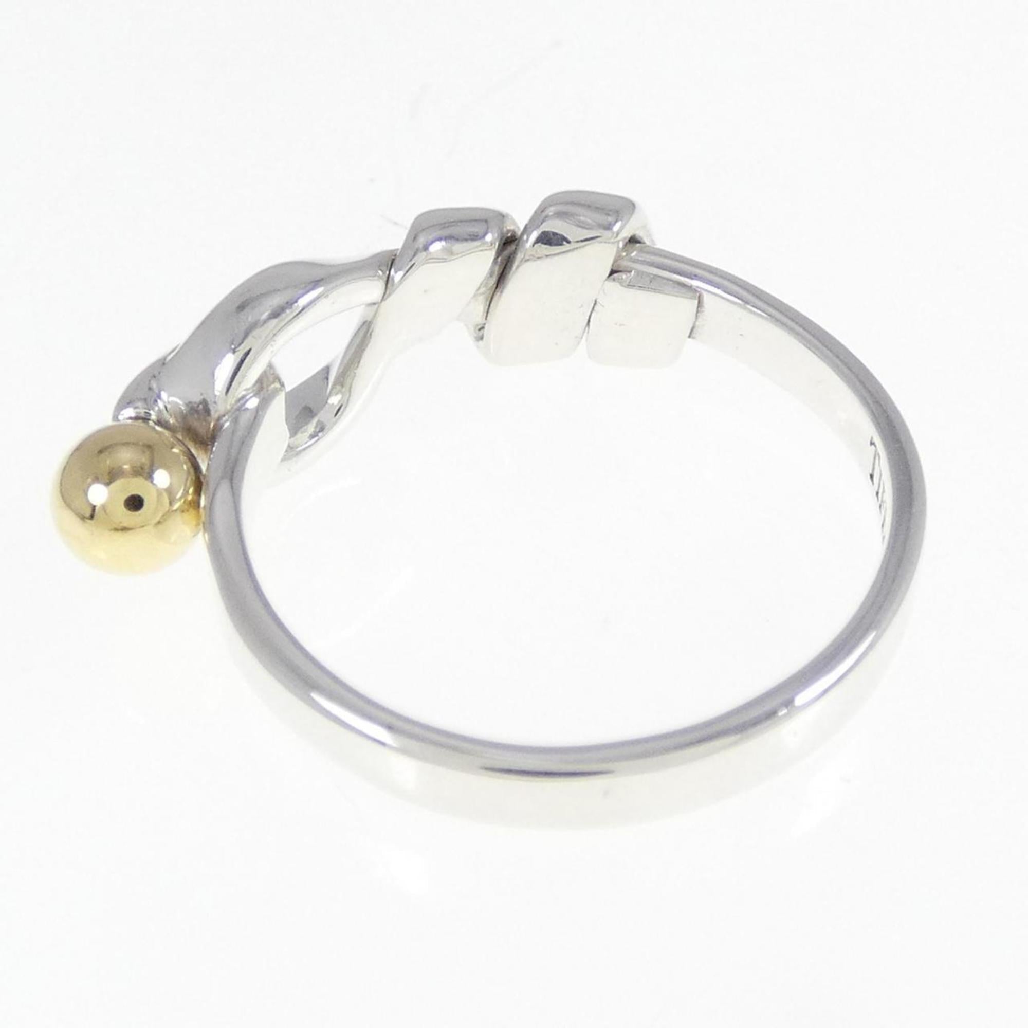 Flatwire Love Knot Ring Sterling Silver and 18K Yellow Gold